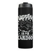 Napping is mijn cardio eenvoudig grappig kattenont thermosbeker (Voorkant)