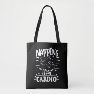Napping is mijn cardio eenvoudig grappig kattenont tote bag