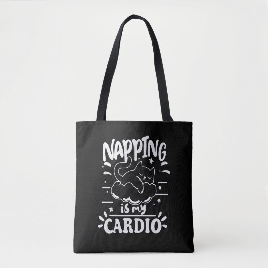 Napping is mijn cardio eenvoudig grappig kattenont tote bag (Voorkant)