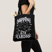 Napping is mijn cardio eenvoudig grappig kattenont tote bag (Dichtbij)