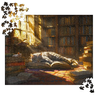 Napping kat puzzels, Schattigee kitten kat mam cad Legpuzzel