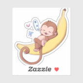 Napping Monkey op een grote banaan — Stickers! Sticker (Vel)