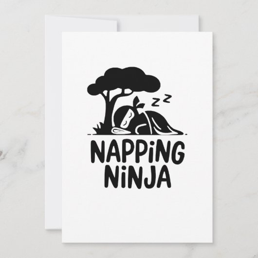 Napping Ninja - Schattigee slaperige Ninja Art Fun Kaart (Voorkant)