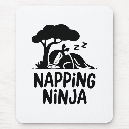 Napping Ninja - Schattigee slaperige Ninja Art Fun Muismat (Voorkant)