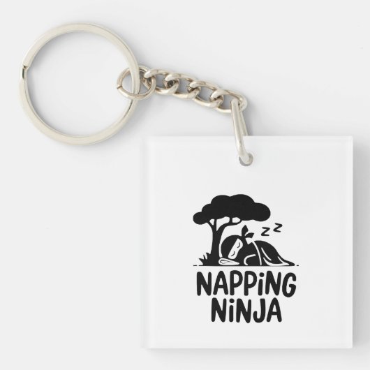 Napping Ninja - Schattigee slaperige Ninja Art Fun Sleutelhanger (Voorkant)