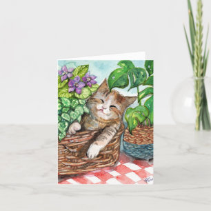 Napping Time Comfy Cat Art beroemd gemaakt door Pa Bedankkaart