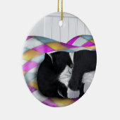 Napping Tuxedo Cat Keramisch Ornament (Rechts)