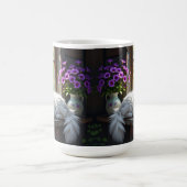 Napping White Cat and Purple Flowers  Koffiemok (Center)