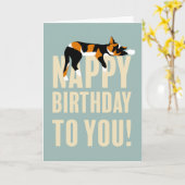 Nappy Birthday Sleeping Calico Cat Kaart (Gele Bloem)