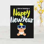 Nappy New Year Diaper Expecting Pregnant Funny Hap Kaart (Gele Bloem)