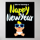Nappy New Year Diaper Expecting Pregnant Funny Hap Poster (Voorkant)
