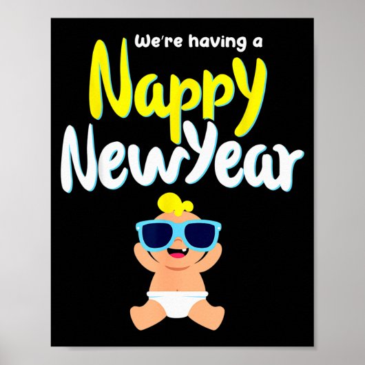 Nappy New Year Diaper Expecting Pregnant Funny Hap Poster (Voorkant)