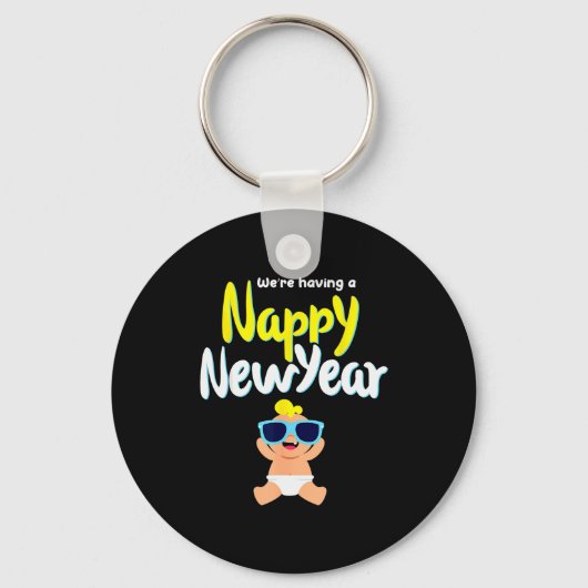 Nappy New Year Diaper Expecting Pregnant Funny Hap Sleutelhanger (Voorkant)