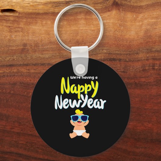 Nappy New Year Diaper Expecting Pregnant Funny Hap Sleutelhanger (Voorkant)