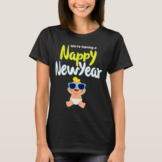 Nappy New Year Diaper Expecting Pregnant Funny Hap T-shirt (Voorkant)