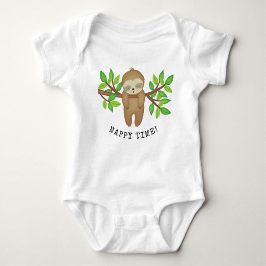 Nappy Time Cute Sleepy Sloth Trendy Baby Romper (Voorkant)