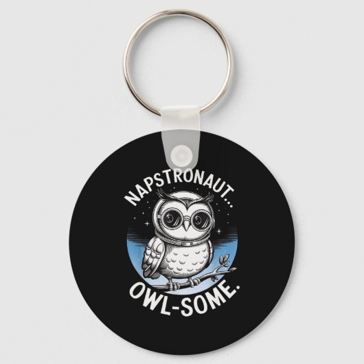 Napstronaut Owl Some Funny Space Cute Owl Sleutelhanger (Voorkant)