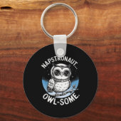 Napstronaut Owl Some Funny Space Cute Owl Sleutelhanger (Voorkant)