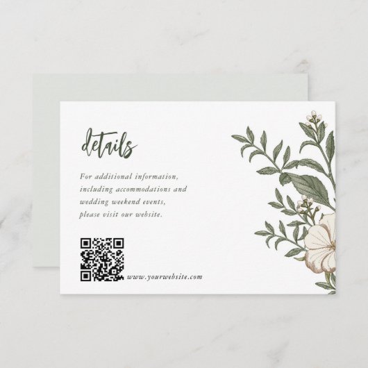 Napture Floral Wedding Invitation Enclosure Kaarte Informatiekaartje (Voorkant / Achterkant)