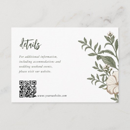 Napture Floral Wedding Invitation Enclosure Kaarte Informatiekaartje (Voorkant)
