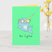 Nar Gewogen - Narwhal met Glasses Wenskaart Kaart (Gele Bloem)