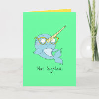 Nar Gewogen - Narwhal met Glasses Wenskaart