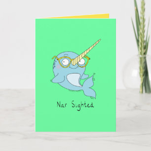 Nar Gewogen - Narwhal met Glasses Wenskaart Kaart