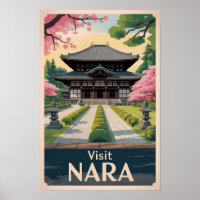 Nara Japan Illustratie Reis Kunst Vintage