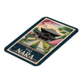 Nara Japan Illustration Travel Art Vintage Magneet (Linkerzijde)