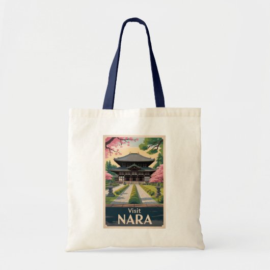 Nara Japan Illustration Travel Art Vintage Tote Bag (Voorkant)