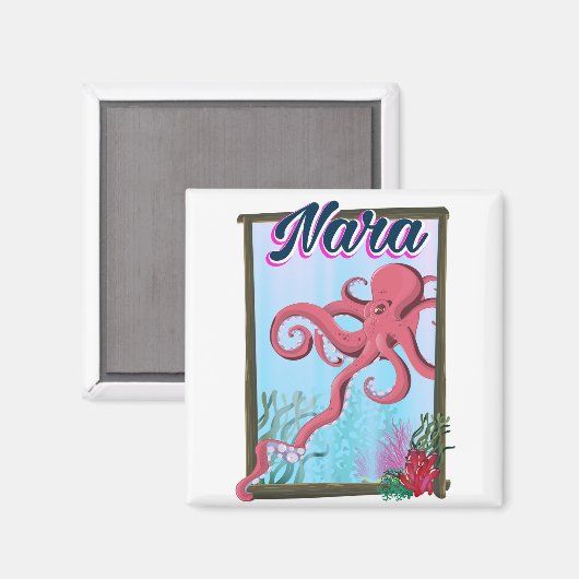 Nara Japan Inktvis reisposter Magneet (Voorkant / Achterkant)