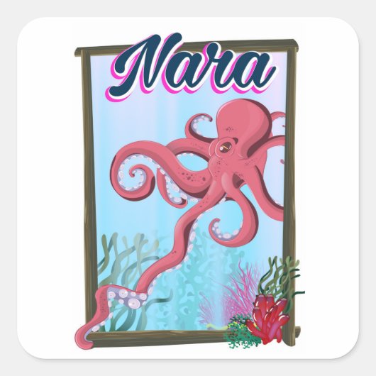 Nara Japan Inktvis reisposter Vierkante Sticker (Voorkant)