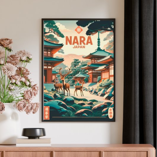  Nara, Japan - Retro Travel Poster