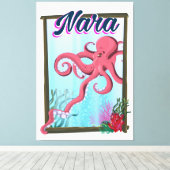 Nara Japan Squid reisposter Canvas Afdruk (Insitu (Houten vloer))