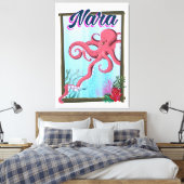 Nara Japan Squid reisposter Canvas Afdruk (Insitu (Slaapkamer))
