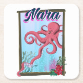 Nara Japan Squid reisposter Kartonnen Onderzetters (Voorkant)