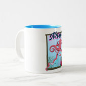 Nara Japan Squid reisposter Tweekleurige Koffiemok (Voorkant links)