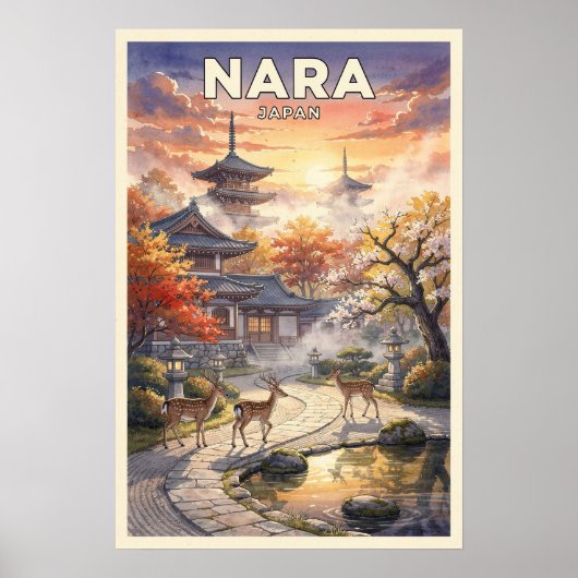 Nara Japan Vintage Reizen Poster (Voorkant)