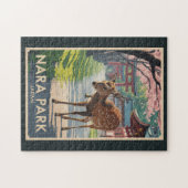 Nara Park Japan Deer Illustration Travel Art Retro Legpuzzel (Horizontaal)