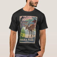 Nara Park Japan Herten Illustratie Reis Kunst Retr
