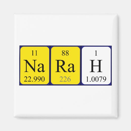 Narah periodiek table name magnet (Voorkant)