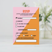 Naranja y Rosa Triangulo Comida Boda RSVP Kaartje (Staand voorkant)
