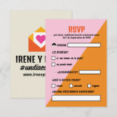 Naranja y Rosa Triangulo Comida Boda RSVP Kaartje (Voorkant / Achterkant)