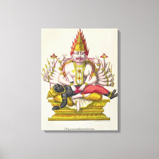 Narasimha, gegraveerd door de Marlet (kleur litho) Canvas Afdruk (Voorkant)