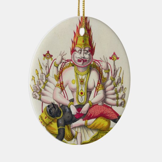 Narasimha, gegraveerd door de Marlet (kleur litho) Keramisch Ornament (Rechts)