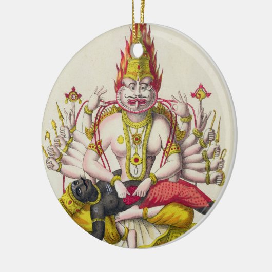 Narasimha, gegraveerd door de Marlet (kleur litho) Keramisch Ornament (Links)