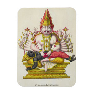 Narasimha, gegraveerd door de Marlet (kleur litho) Magneet