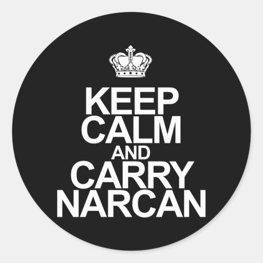 Narcan Blijf kalm en draag Narcan Ronde Sticker (Voorkant)