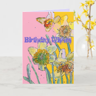 Narcis Aquarel Gele Lente Bloem Kunstkaart Kaart