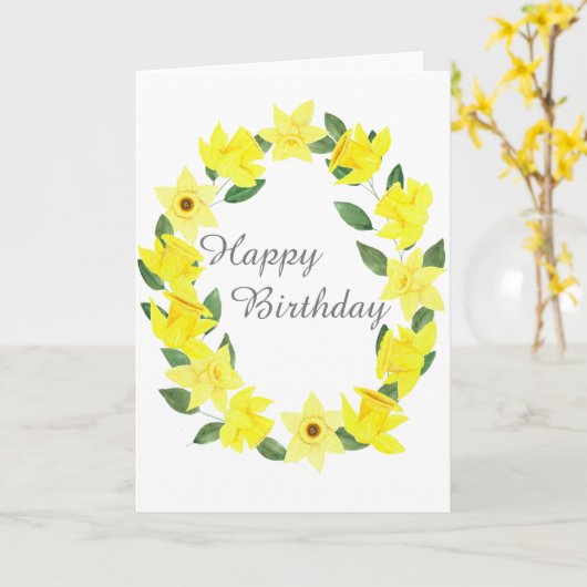 Narcis Aquarel Kaart (Gele Bloem)